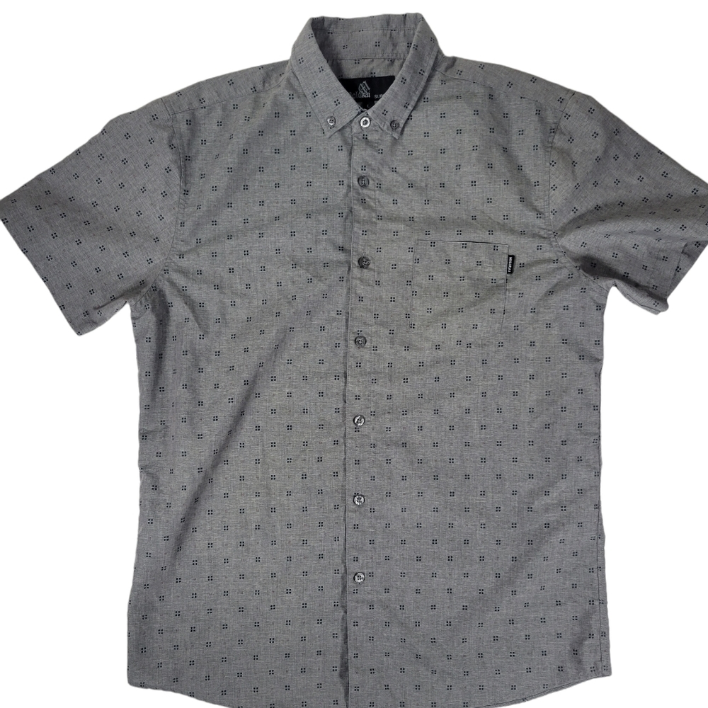 Molokai Surf Co,Button Up Shirt, Gray, Geometric Patern Size L, Great  Condition
